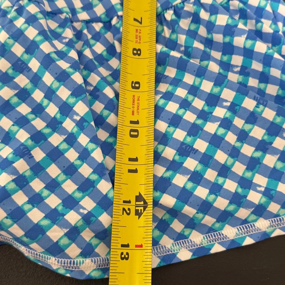 Lilly Pulitzer Blue Teal White Gingham Tiered Skort